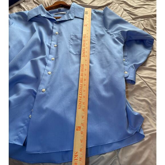 Geoffrey Beene Light Blue Long Sleeve Sateen Dress Shirt Size XL Button Up - Picture 4 of 6